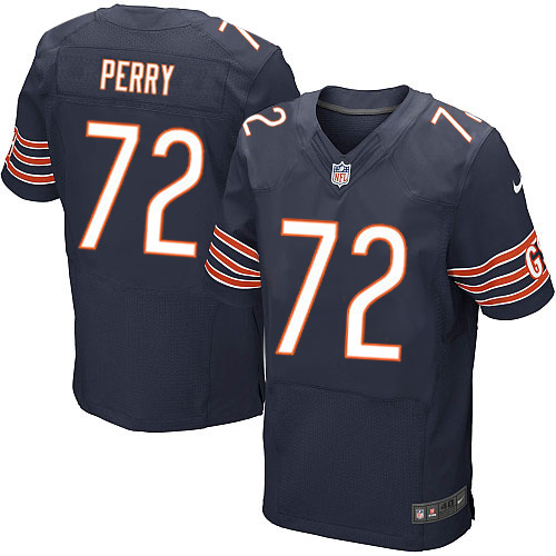 Men's Elite William Perry Nike Jersey Navy Blue Home - #72 NFL Chicago Bears